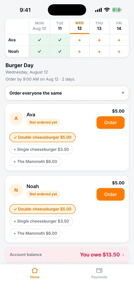 hotlunch.food — ordering lunch before the cutoff